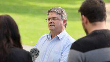 Wagga City Council general manager Peter Thompson addresses the media following revelations hundreds of horses were found slaughtered on a rural property near Wagga. Picture by Les Smith 