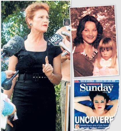 Pauline Hanson (left) stridently denies yesterday that she was the woman in the nude pictures published by News Limited newspapers (above right). A young Pauline Hanson (top right) with her stepdaughter Amanda, from Hanson's second marriage. 