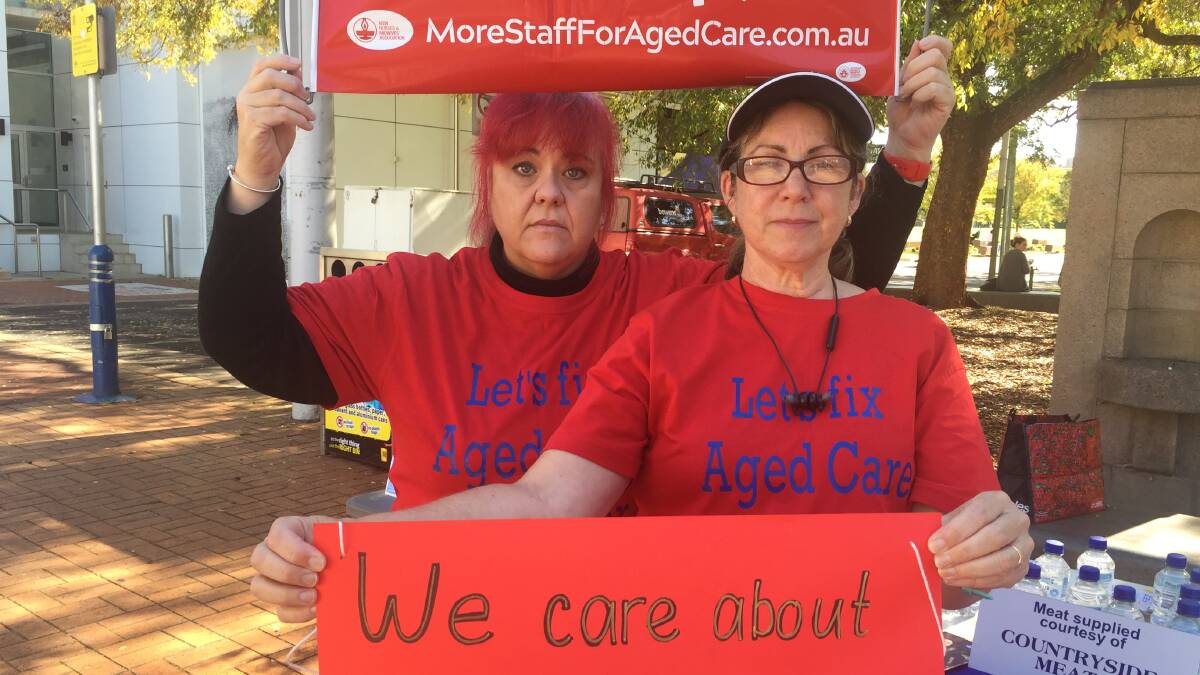 AGED CARE: Janine Quinn and Narelle Strauss from NSW Nurses and Midwives Association Aged Care leadership team. Picture: VICTORIA ELLIS