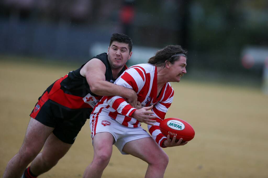 Daniel Hore-Smith in action for Henty against Howlong. Picture by Tara Trewhella