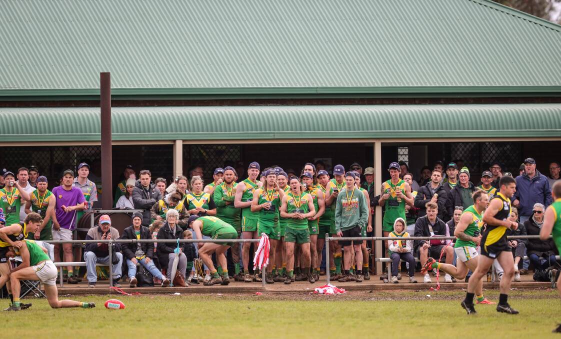 Holbrook's reserves watch on during the senior grand final. Picture by James Wiltshire