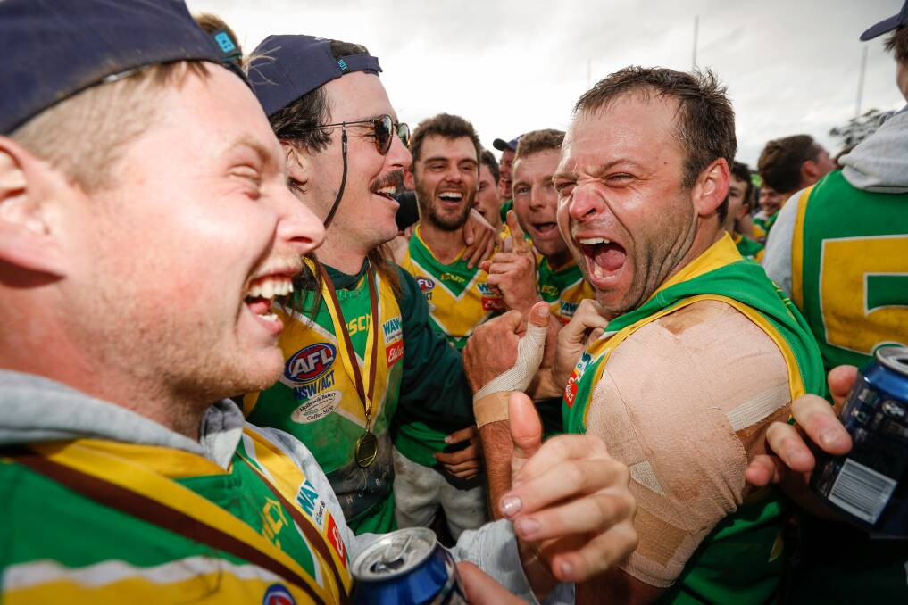 Holbrook celebrate their 2022 premiership triumph. Picture by James Wiltshire