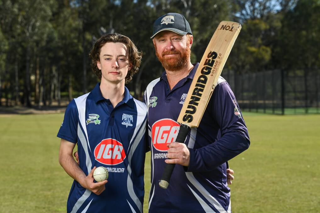 Hunter Ryan and his dad Mitch Ryan took six wickets between them in Baranduda's win away to Albury on Saturday. Picture by Mark Jesser