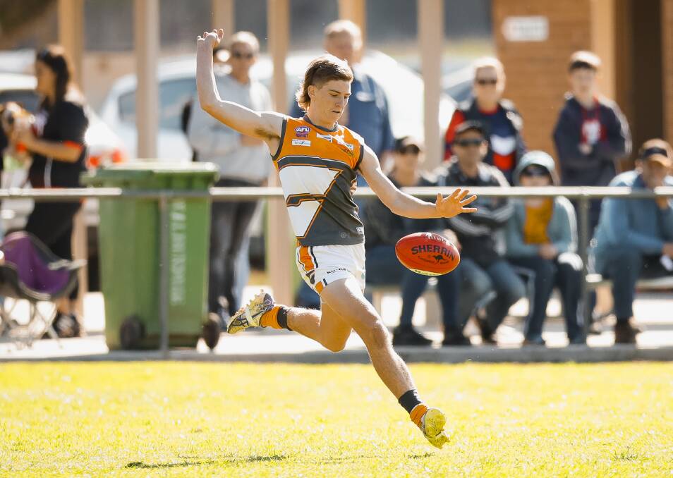 Nathan Wardius has kicked 14 goals in his last two games and now has more than 100 senior goals to his name at Rand-Walbundrie-Walla. But where will the teenager be playing next season? Picture by Ash Smith