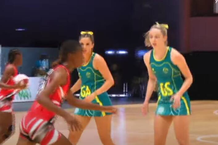 Mia Lavis in action during Australia's final pool match against Trinidad & Tobago.