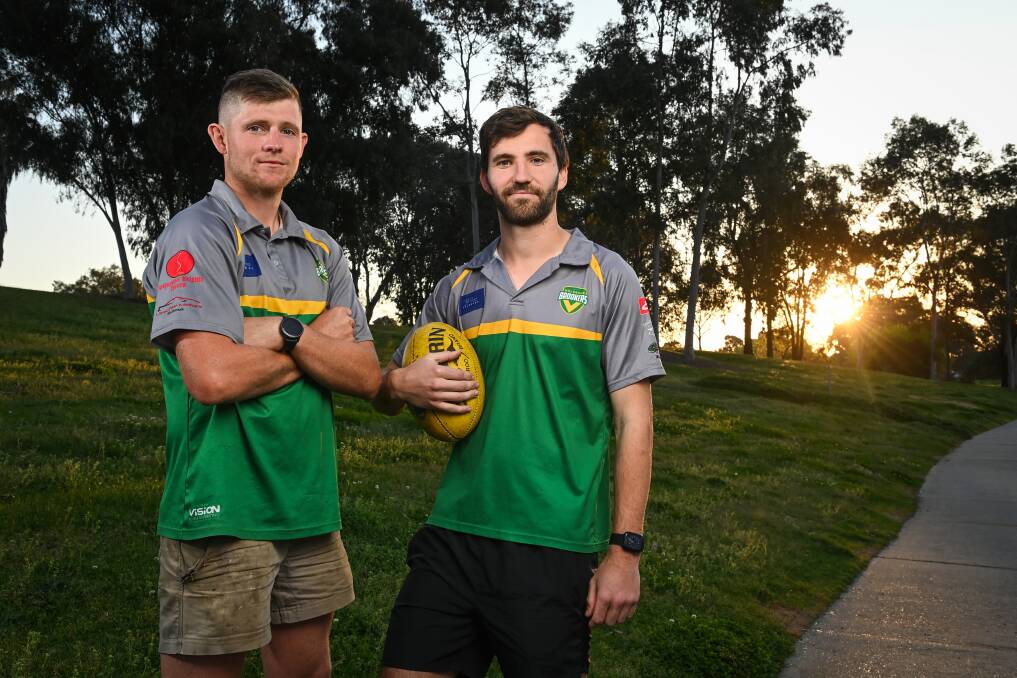 Cody Hewat and Josh Kable in the green and gold of Holbrook. Picture by Mark Jesser