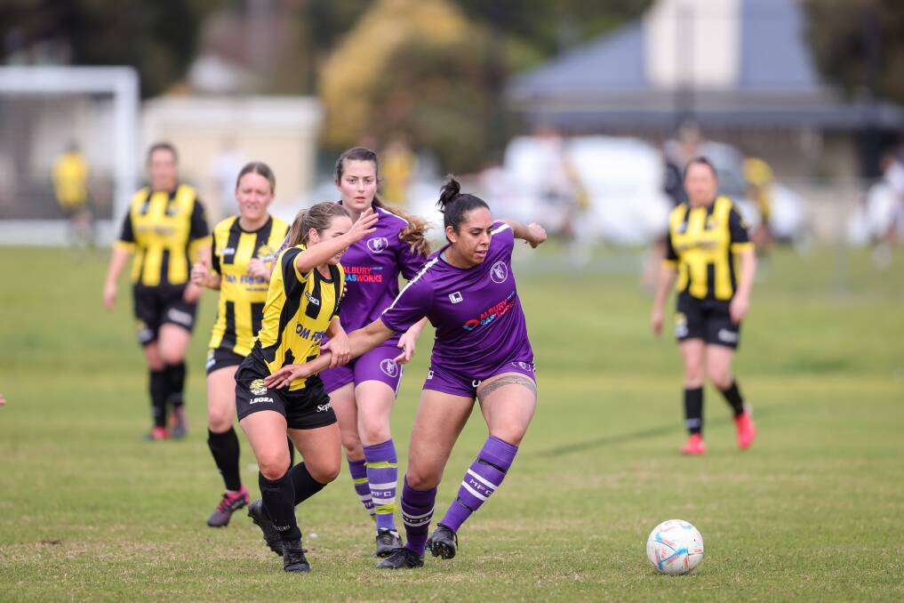 Jade McCowan gets on the ball for Melrose against Cobram. Picture by James Wiltshire