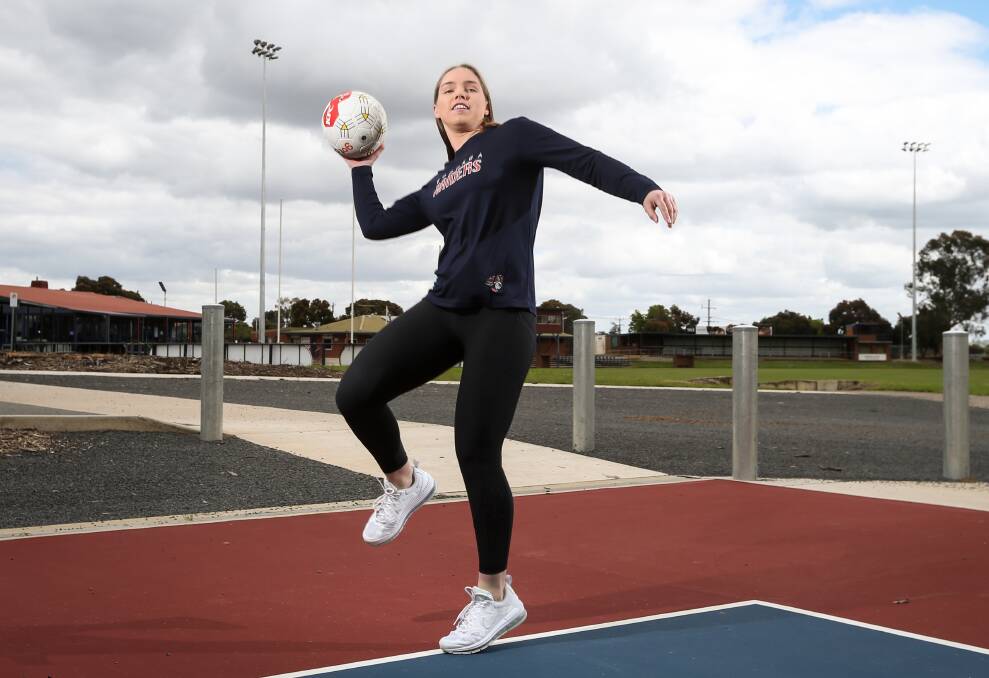 Mackensey House is fully focused on her netball at Wodonga Raiders, juggling O and M action alongside study and work commitments, but hasn't closed the door on her ambitions in the swimming pool. Picture by James Wiltshire