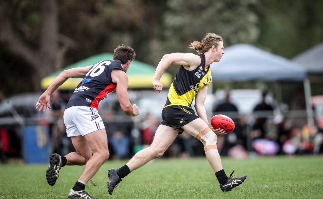 George Alexander playing for the Tigers against Brock-Burrum in the 2019 grand final. Picture by James Wiltshire