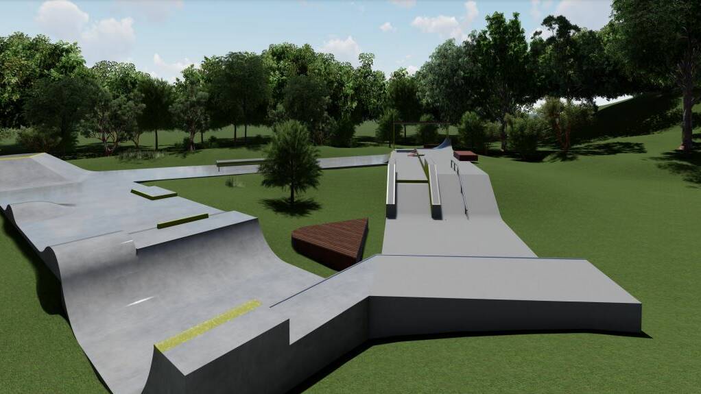NEW UPGRADE: An artist's impression of Rutherglen's Barkly Park skate park extension. Indigo Shire Council will discuss the process for a number of master plans at its next council meeting. Picture: CONCEPT DESIGNS/SUPPLIED