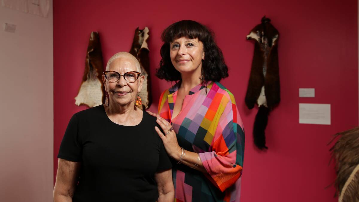 STRONG MESSAGE: Artist Glennys Briggs with Beechworth Contemporary Art Space's Nina Machielse Hunt. Picture: JAMES WILTSHIRE