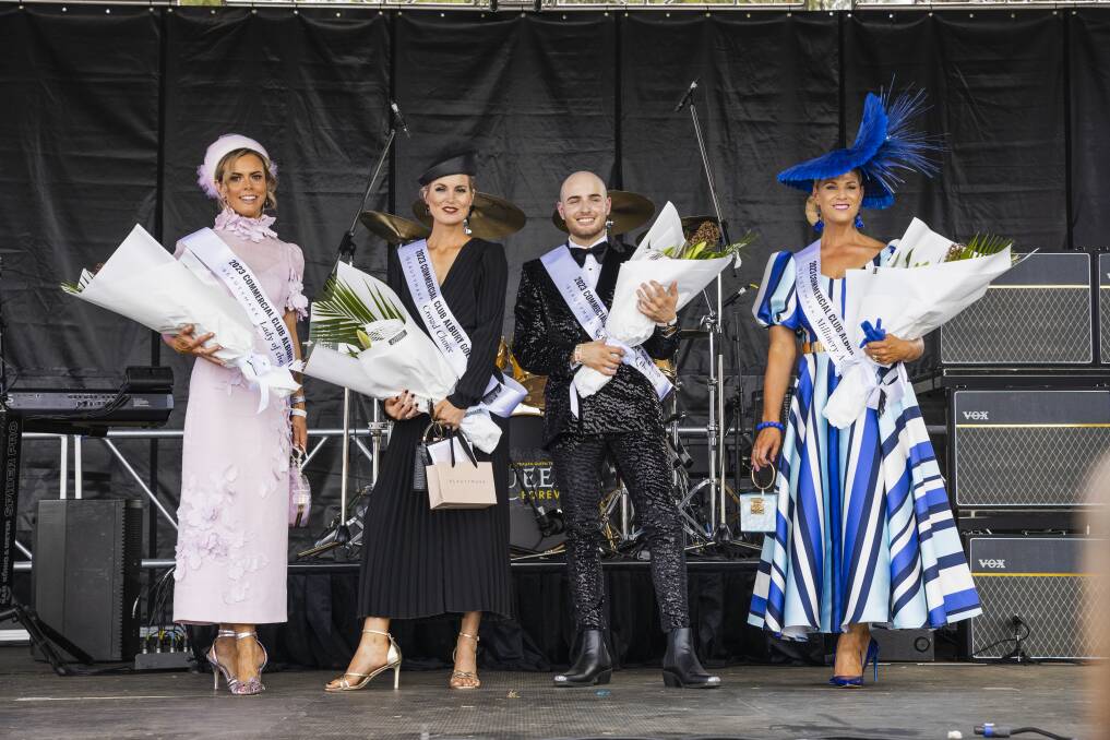 Lady of the Day Karen Naughtin, Crowd Choice Kate Stewart, Man of the Day Dawson Leahey, Millinery Award Elizabeth Paterson. Pictures by Ash Smith