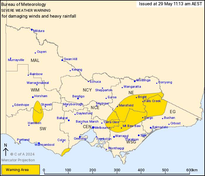 A cold front is approaching North East Victoria as well as heavy winds and rain, expected to arrive on Thursday May 30. Picture supplied.