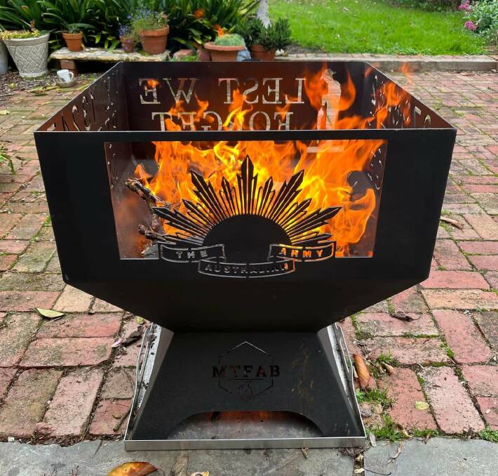 A personalised fire pit that Mitch Trafford made. 