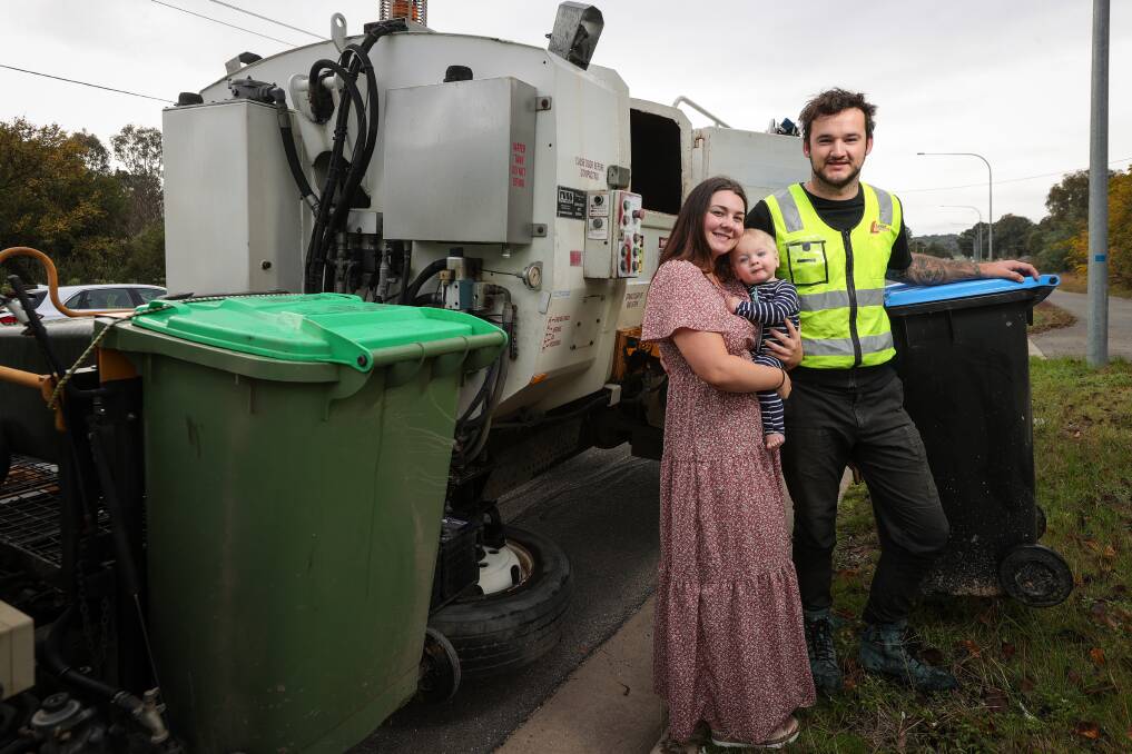 Dylan Furst, with partner Monique Mesiti and baby Carter, have seen lots of interest since they took over a rubbish removal business recently. Picture by James Wiltshire