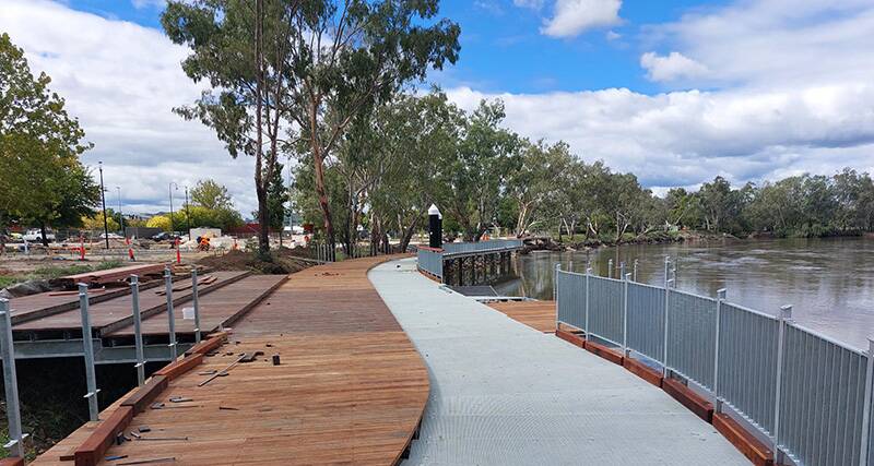 The city's multi-million dollar boardwalk project on the Murray River is expected to be completed in June after several delays. Picture supplied.