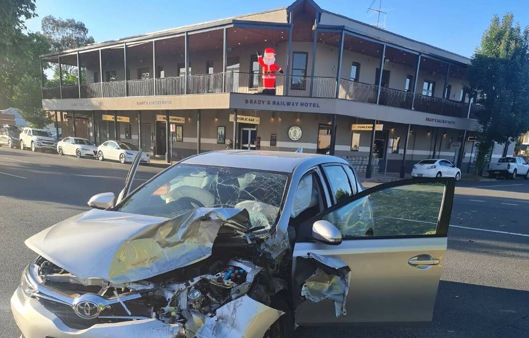 A Toyota at the crash scene on Smollett Street near Brady's Railway Hotel. Picture supplied