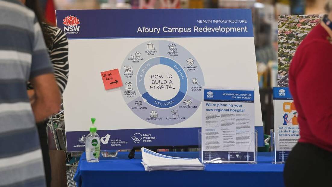 A display as part of community consultation on an expanded Albury hospital. Picture by Mark Jesser