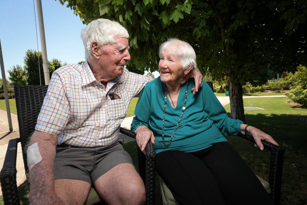Roy and Joyce Streeter arrived in Australia in 1963 as "10 pound Poms" and moved to the Border region in the 70s when they found the pace there a bit more to their style. The couple celebrate their 75th wedding anniversary on Tuesday. Picture by James Wiltshire