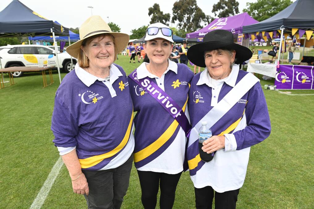 Pat Henshaw, Amanda Hicks and Sandra Hicks from Albury at Relay for Life. Picture by Mark Jesser