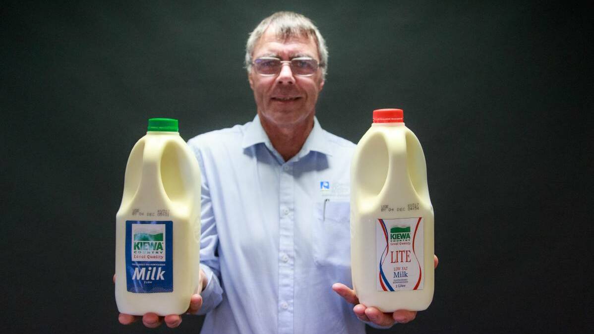 Kyvalley Dairy Group director Wayne Mulcahy, pictured in 2017 with the revamped Kiewa full cream and light milk, says the strike will not affect his operation. File picture