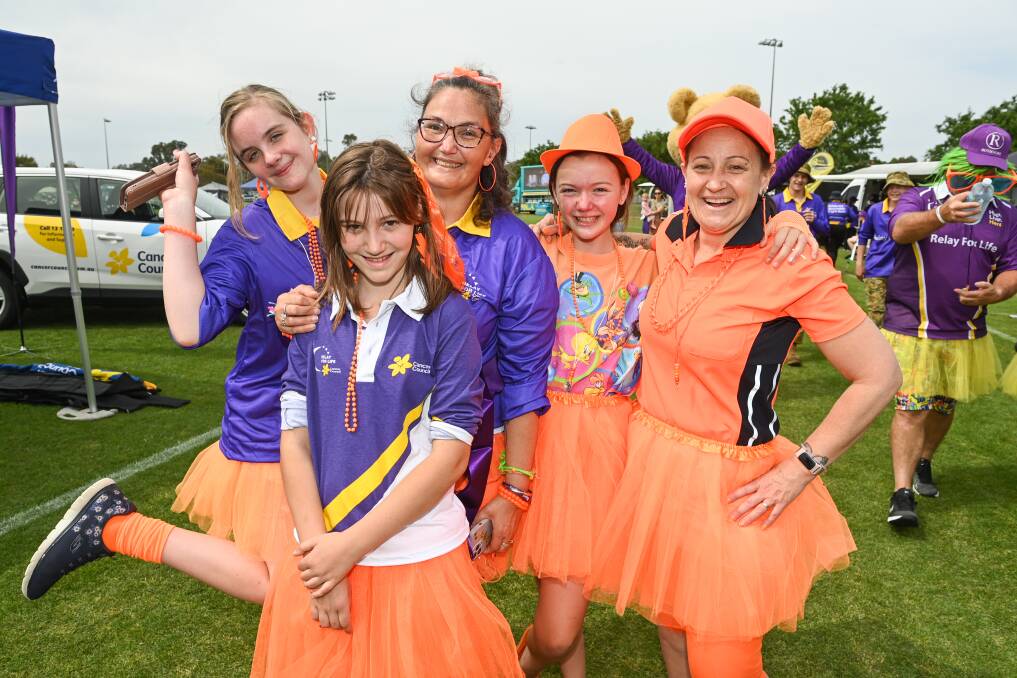 River Kitson, 13, Anna McGrath, 9, Rachel McGrath, Emma McGrath, 12 and Natasha Icely representing team Hope at Relay for Life. Picture by Mark Jesser