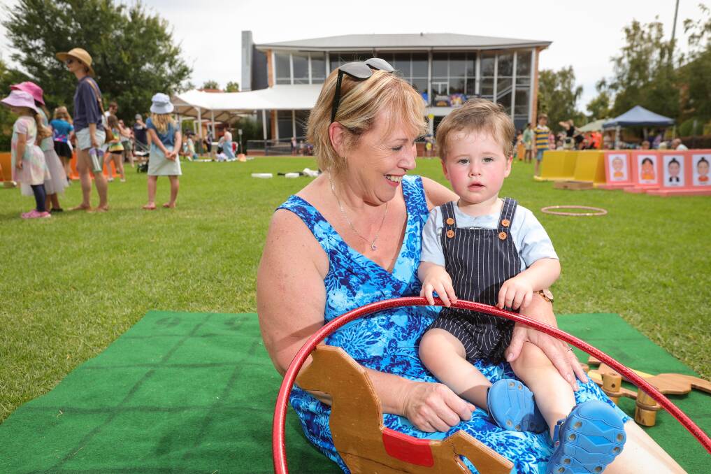 Jane Stacey with grandson Austin Johnston, 18 months, from Baranduda. PIcture by James Wiltshire