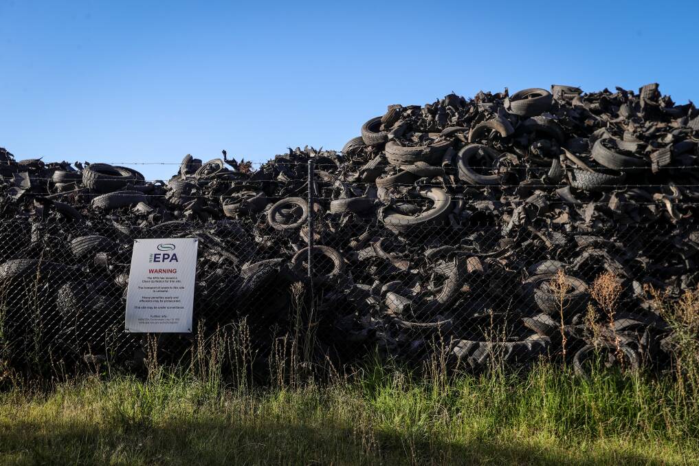 NSW EPA issued a clean-up notice and prevention notice for excess tyres at an industrial property on March 1 2022. Picture by James Wiltshire. 