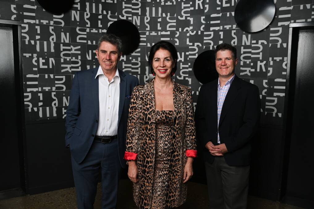 The Real Estate Institute of NSW chief executive Tim McKibbin and president Leanne Pilkington discussed housing supply with Albury MP Justin Clancy at last year's RINSW Roadshow. Picture by Mark Jesser. 