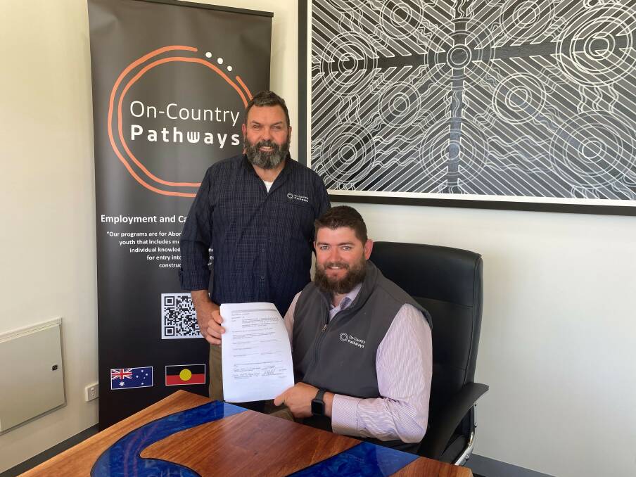 On-Country Pathways program manager Darren Moffitt and general manager Jebb Hutchison will host 15 community consultations across the Riverina Murray region. Picture supplied. 
