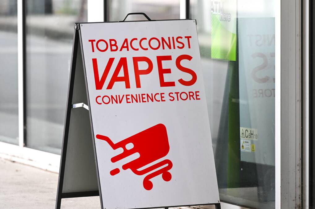 Sign outside a vape store in Albury. Picture by Mark Jesser