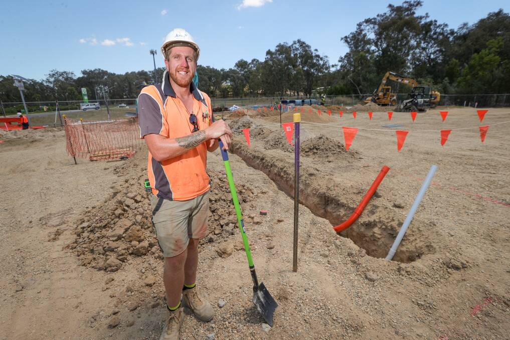 Site foreman Ben Dower at the Plus Fitness construction site in Thurgoona. Picture by James Wiltshire