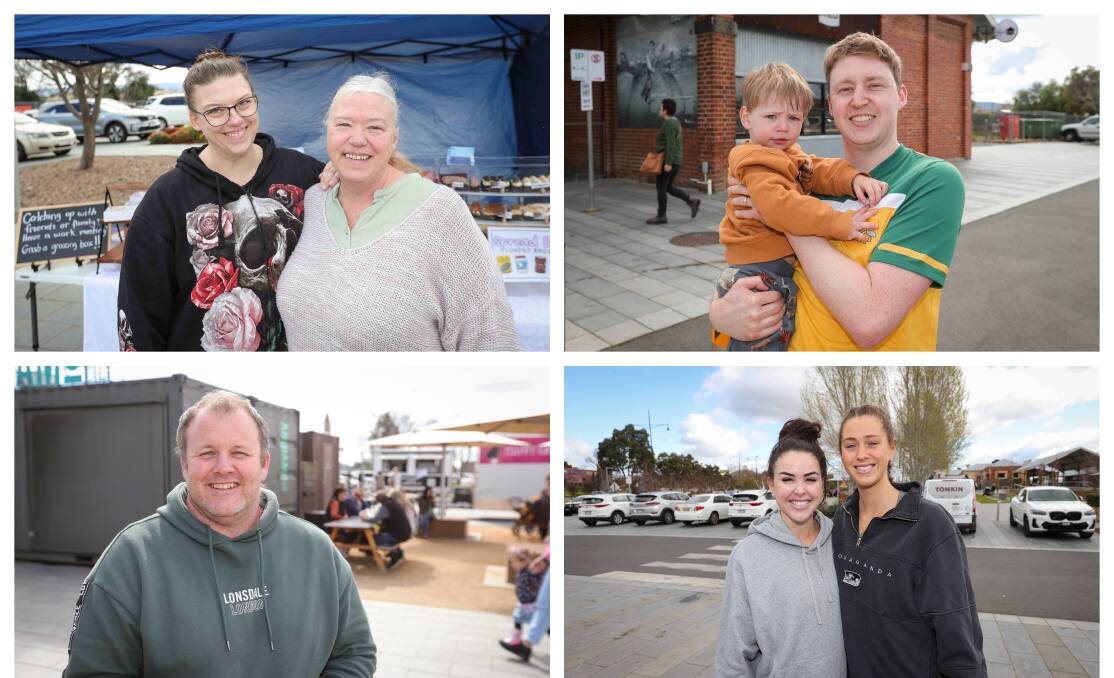 Junction Square Wodonga. Top row left to right - Lauren and Debbie Hunt from Rutherglen, and Jesse Stephens with Leo, 2, from Wodonga. Bottom row left to right - Chris Rochford from North Albury and Kate and Josie McAuley from Wodonga. Pictures by James Wiltshire