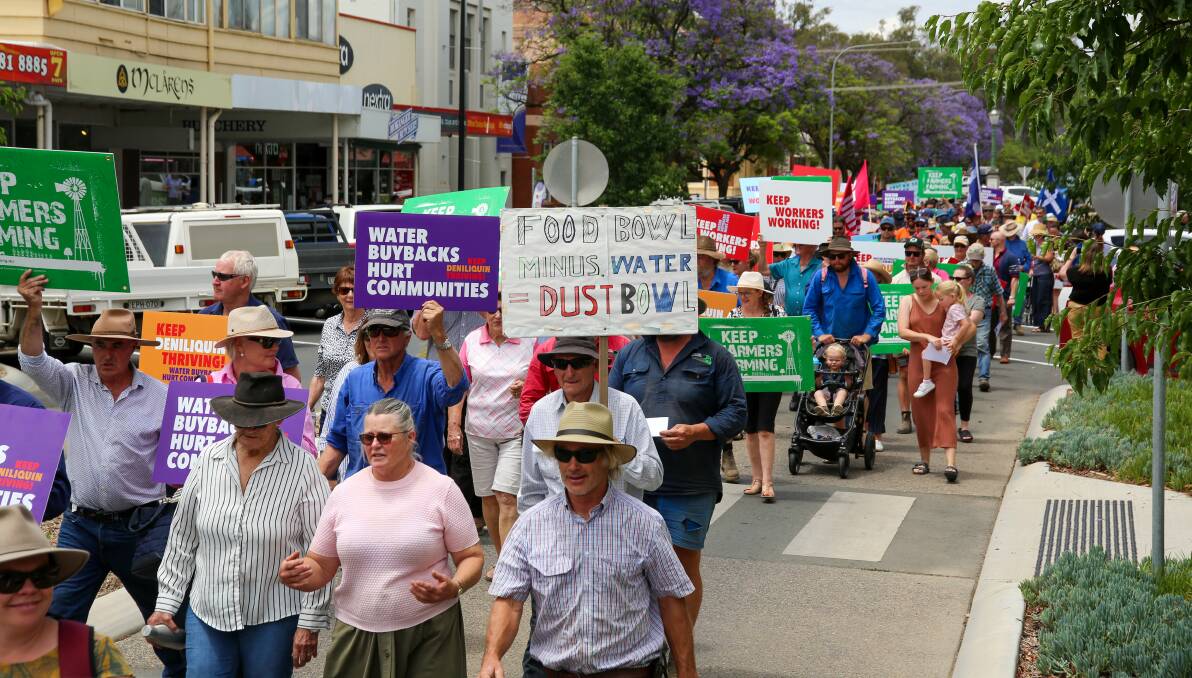 The protest against water buybacks in Deniliquin. Picture supplied