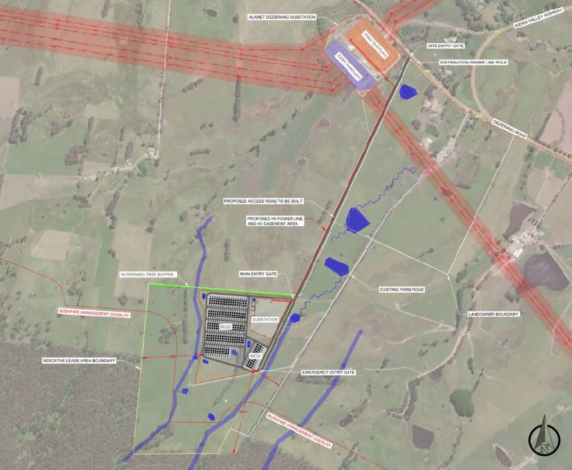 Map of the proposed Kiewa Valley BESS site. 