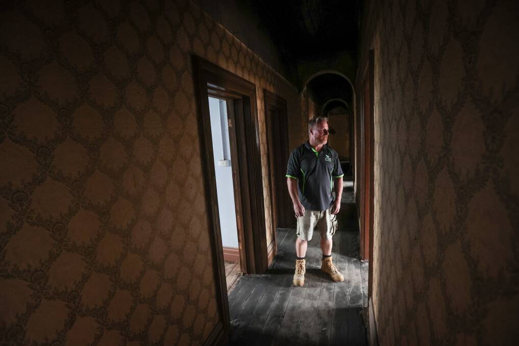 Dan Casey standing on the upper level of The Globe Hotel in Corowa. Picture by James Wiltshire
