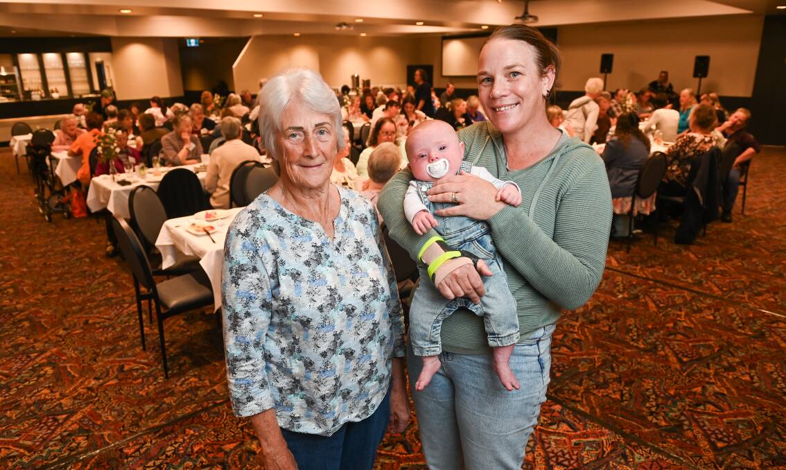 Heather Edmondscone of Wangaratta, who cares for her husband with dementia, and Kelly Scott, of Glenrowan, who cares for her son Hank, five months, both forged new friendships at the annual Carers Week luncheon. Picture by Mark Jesser