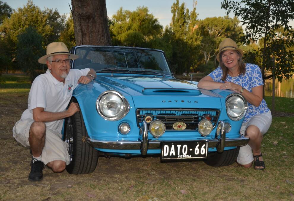 The Datsun Sports Roadster Nationals show and shine will be at Junction Square, Wodonga, this morning. Border organiser Phil Wilkins and his wife Julie enjoy driving their beloved 1966 Datsun Fairlady Roadster. Picture supplied