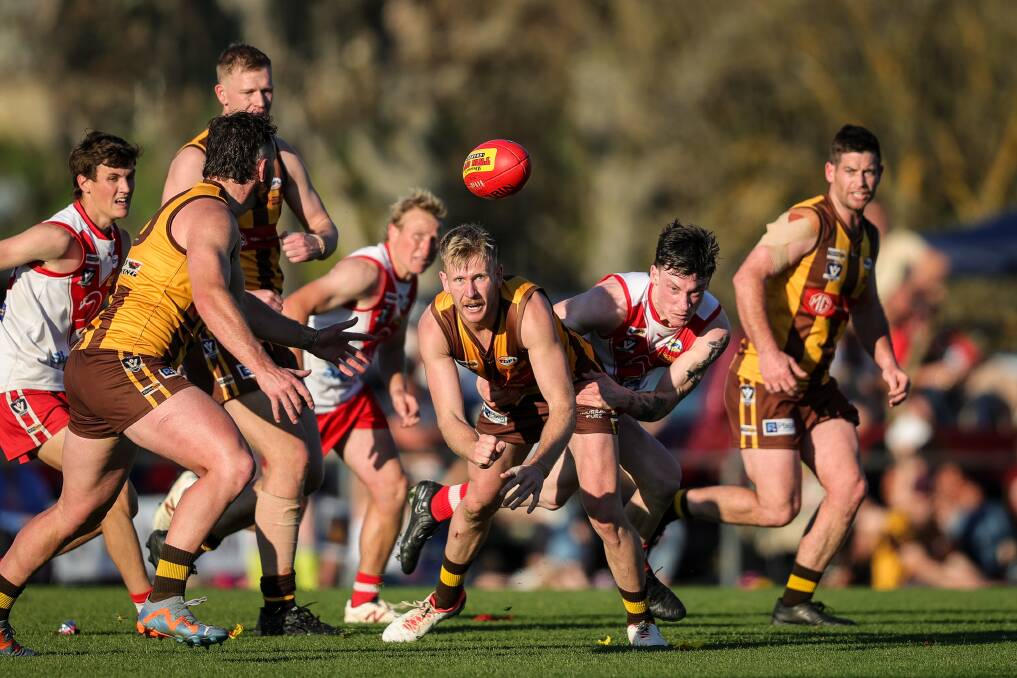 Kiewa-Sandy Creek's Jack Haugen will be among the Hawks to take on reigning premiers Chiltern in the grand final rematch this weekend. Picture by James Wiltshire