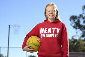 Henty's Caitlin Klemke, 16, is enjoying her first A-grade netball season with the Swampies this year. Picture by Mark Jesser