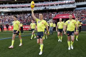 The Border's Jacob Mollison takes a look back at his AFL umpiring career as he prepares for game 350. Picture supplied by AFL Photos