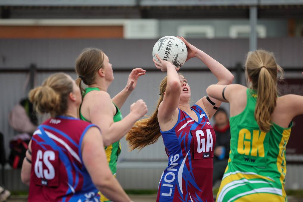 Culcairn goal attack Phoebe Packer lines her shot up against the Brookers during round 11 of the Hume League A-grade competition on Saturday. Picture by James Wiltshire