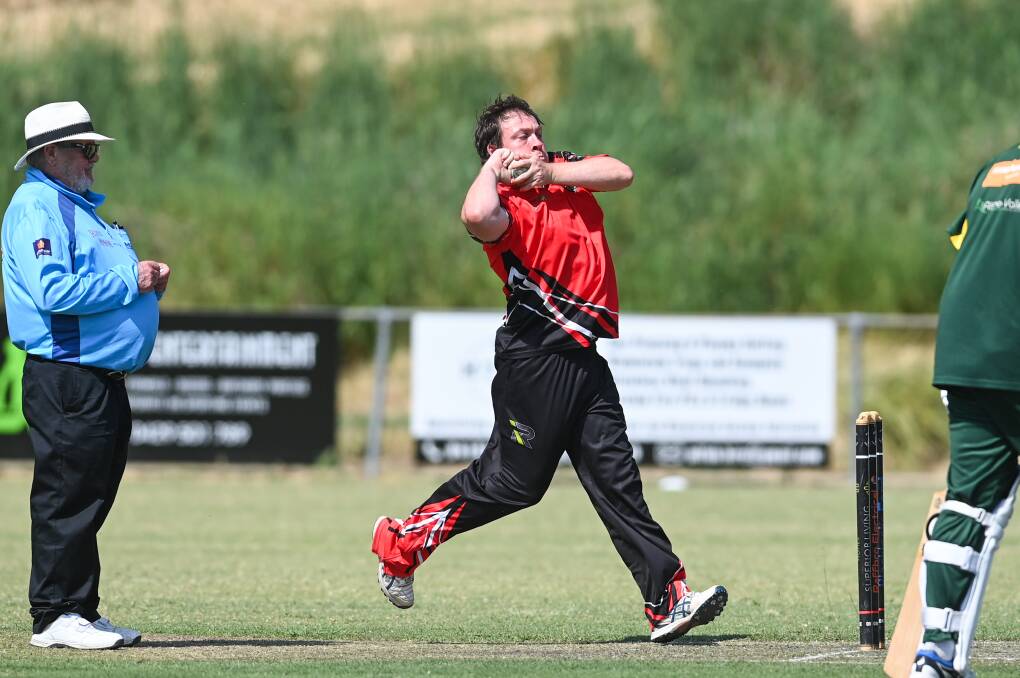 Bethanga's Nick Jesser in action against Mount Beauty on Saturday. Picture by Mark Jesser