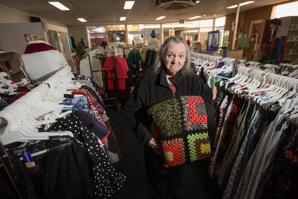 Vinnies Albury volunteer Merle Brown says the store has barely any blankets left. Picture by James Wiltshire