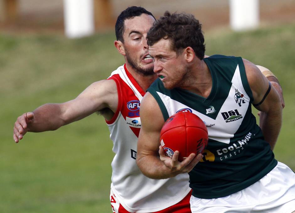 Marshal Macauley in action for Coolamon against Griffith at Kindra Park in 2017. Picture by Les Smith