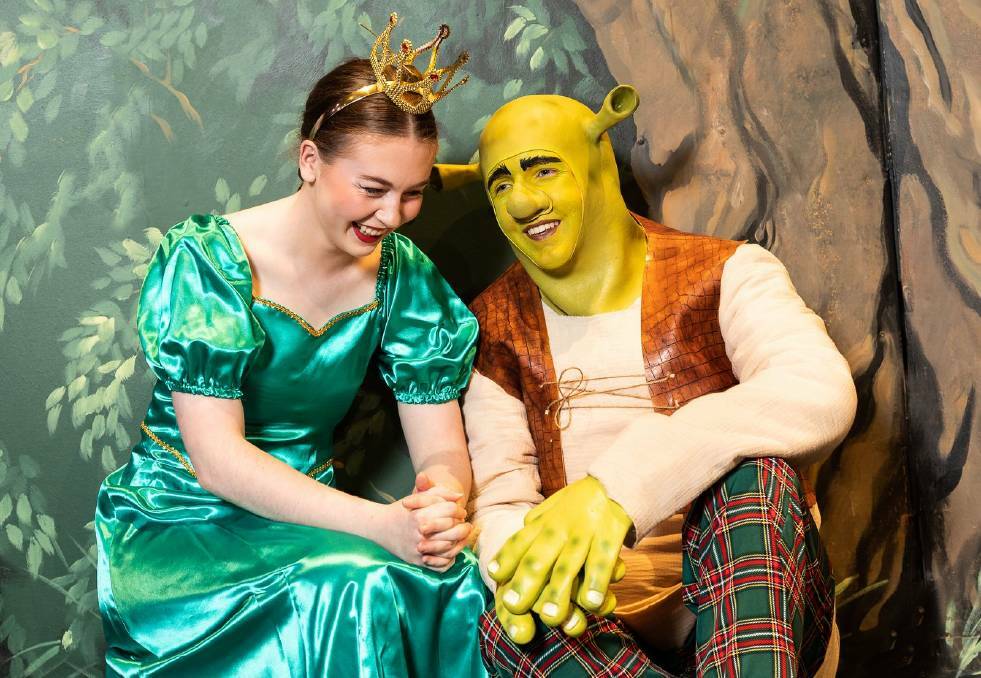 The Scots School Albury students Tegan Forge (Human Fiona) and Daniel Steer (Shrek) in Shrek The Musical. Picture supplied by The Scots School Albury
