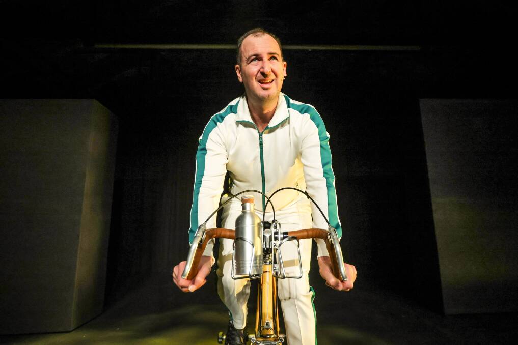Hew Parham, who wrote and stars in Symphonie of the Bicycle, brings his hilarious one-man show to HotHouse Theatre, running June 25-29. Picture by James Wiltshire
