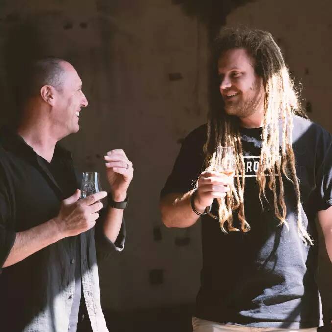 The Morning Show host Larry Emdur and Corowa Distilling Co head distiller Beau Schilg worked on the new whisky project together. Picture supplied