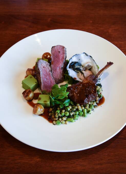 SPRING FLING: Lamb and oysters with wheat berry salad. Picture: MARK JESSER