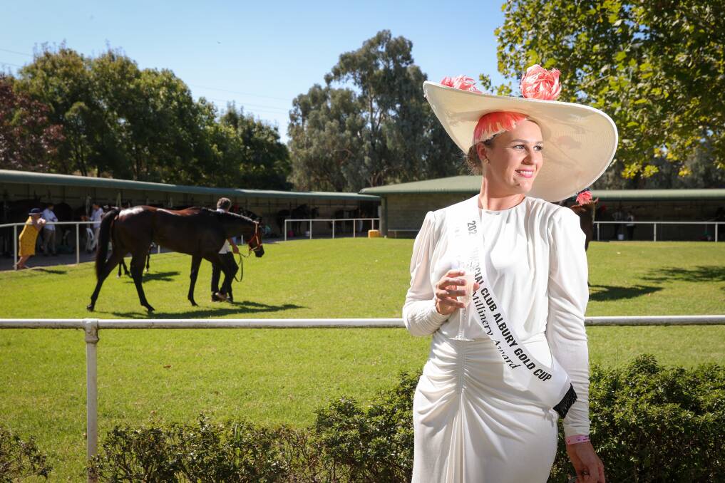 TOP NOTCH: Brocklesby resident Sherryn Schilg took out the prestigious Fashions on the Field Millinery Award with her creation by Delphine Nicholson Millinery.